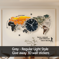 Reloj de Pared con Mapa del Mundo LED, Reloj de Arte con Mapa del Mundo en Acrílico, Funciona con Pilas, Apto para Sala de Estar, Oficina y Dormitorio