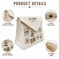 Pochette en coton personnalisée GOTS GRS avec rabat et bouton-pression pour emballage de savon, parfum, cadeau, réutilisable