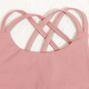 Top Sportivo Estivo per Bambine con Logo Personalizzato, Reggiseno Atletico Senza Maniche con Spalline Incrociate, Canotta Neutra per Yoga - Product Image 3