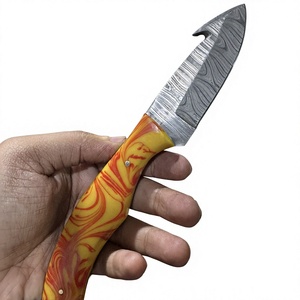 Couteau à lame fixe Drop Point en acier Damas 20 cm, manche en bois Pakka bleu, pour le camping, la survie, la chasse et les activités de plein air - Product Image 2
