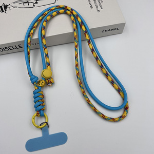 Sangle de téléphone réglable pour cou et bandoulière, 120 cm, multicolore contrastée, avec breloque et clip de fixation, logo personnalisé - Product Image 6