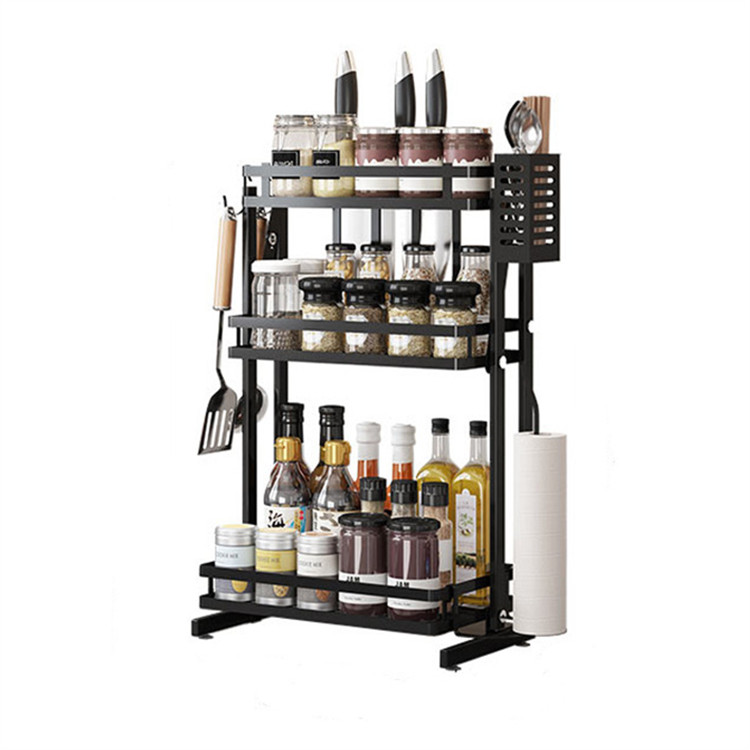 Kitchen Foldable 3-tier Seasoning Storage Countertop Standing Stainless steel Spice Rack