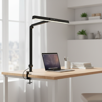 Lampe de bureau LED AC en aluminium de style nordique moderne avec pince, contrôle tactile flexible, protection oculaire, intensité réglable, lumière blanc chaud pour étude et lecture