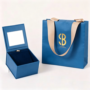 Eco-friendly Mirror-Integrated Simple Luxury Jewelry Gift <b>Box</b> Set Recycled <b>Material</b> Magnetic Closure Bag Flip-Town Design - Product Image 1