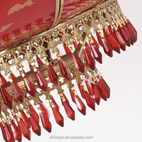Nouvelle lanterne LED rouge en cuivre pur de style chinois, lustre pour extérieur, villa, balcon, couloir, pavillon, luminaires suspendus