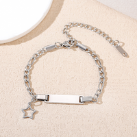 Bracelet pour enfants Ywyougang en acier inoxydable, tendance, plaqué or/plaqué or rose, personnalisable avec un charme en forme d'étoile rectangulaire