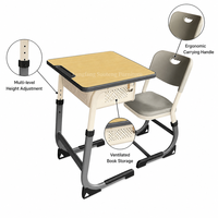 Toptan Modern Çelik Ayarlanabilir Yükseklikli Öğrenci Sıra Sandalye Takımı Ergonomik Dayanıklı Okul Mobilyası Sınıf İlkokul Lise İçin