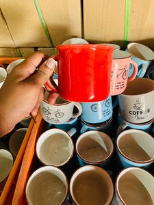 Blue <b>Enamel</b> Ceramic Coffee <b>Mug</b> Custom Logo Reusable Drinkware for Office Home Camping Gift - Product Image 4