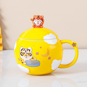 <span class=keywords><strong>EMOER</strong></span> Tigerjahr Europäisches Design Große Kapazität Umweltfreundliche Porzellan-Kaffeetasse mit Löffel Minimalistische Geschäftsgeschenke Trinkgeschirr - Product Image 4