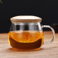 Mug à thé en verre borosilicate ODM/OEM, résistant à la chaleur, avec infuseur et couvercle
