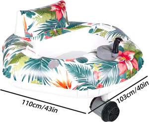 PVC Inflatable Pool Float with Built-In <b>Mist</b> <b>Fan</b> & Canopy Tropical Pattern Cooling Lounger for Adults - Product Image 6