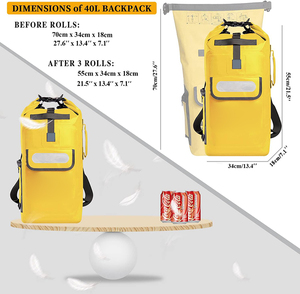 Tùy Chỉnh 40L + 2L Không Thấm Nước Khô Túi Ba Lô Ngoài Trời Đi Bộ Đường Dài Cắm Trại Cuộn Top Khô Bao Túi Ba Lô - Product Image 2