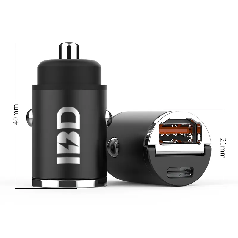 OEM Mini Dual USB Car Charger Metal Mobile Phone Car USB Adapter QC18W and PD 30W Port for Amazon Selection