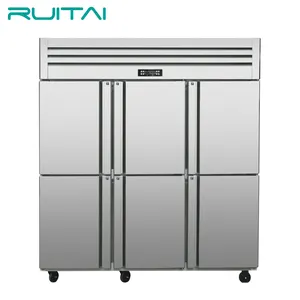 R134A/R404A Komersial 3 Pintu Freezer Tegak 201 Baja Nirkarat Komersil Frigorifero Lemari Es dan Freezer Makanan Beku