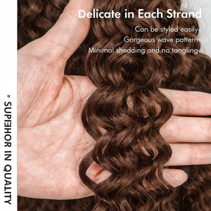 Extensioni per <span class=keywords><strong>trecce</strong></span> Remy ricci burmesi marrone cioccolato, con piume, a onda profonda, a doppia trama, pre-separate, senza nodi, per donna - Product Image 4