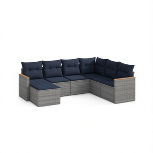 ชุดโซฟาสวนหวายโพลีสีเทา 7 ชิ้น พร้อมเบาะรองนั่ง เฟอร์นิเจอร์กลางแจ้ง ดีไซน์ร่วมสมัย - Product Image 1