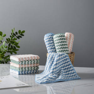 Chiffon de cuisine en microfibre corail, rectangulaire, motif rayé moyen, vert herbe, fleurs de cerisier, rose, bleu ciel - Product Image 1