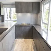 Новая модель, стеклянная поверхность, алюминиевая рама, водонепроницаемый кухонный шкаф