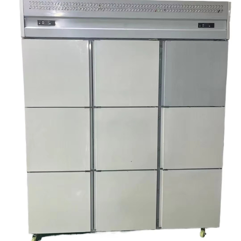 Factory Sale Large Capacity 9 Door Upright Freezer Stainless Steel Direct Cooling Commercial Refrigerator