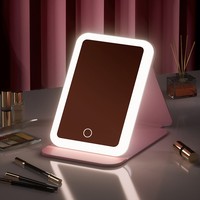 Lampe de table de bureau pliable à écran tactile LED 3 couleurs personnalisée avec logo, rechargeable par USB, carrée, simple face