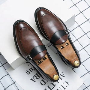 High Quality Artisan Made Men's Business Oxford Slip-On Leather Pointed Toe <b>Waterproof</b> Arch Support Dress <b>Shoes</b> for Wedding - Product Image 2