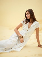 Robe longue tissée unique à col rabattu et ceinture courte, taille haute, Robe Femme Vestido Largo, Robe d'été