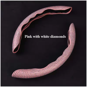 2 Fundas para <span class=keywords><strong>Volante</strong></span> Yingxi YX-SC12 Universales, Modernas, Brillantes, <span class=keywords><strong>con</strong></span> Purpurina, Diseño de Diamantes, 4 Radios, Material ABS - Product Image 3