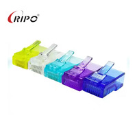Conector RJ45 Cat6/Cat5e Transparente Ripo, Tipo UTP Sin Blindaje, 8P8C, Bloques de Terminales de Colores, PC+ABS, 1.5A, 50V CA