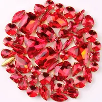 Glass Glass Decoration Accessories 50pcs High Quality Mixed Gold Bottom Crystal Clear Glass Sew On Claw Rhinestones