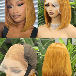 FH #30 Linen Colored Straight Human Hair Bob <b>Wigs</b> 13x4 Transparent Lace Frontal Vietnamese Hair <b>Short</b> <b>Wig</b> - Product Image 6