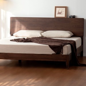 Lit plateforme en bois de noyer noir 1,8 m, structure robuste, mobilier de chambre à coucher - Product Image 1