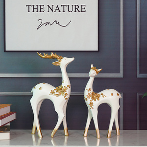 Adornos Decorativos Modernos Minimalistas de Ciervo, 2 Piezas, Resinas Sintéticas, Decoración para Sala de Estar, Escritorio, Entrada, Mueble de TV - Product Image 1