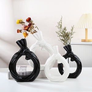 2024 créatif moderne en céramique beignet <span class=keywords><strong>Vase</strong></span> ensemble Art déco <span class=keywords><strong>pampa</strong></span> herbe porcelaine fleur <span class=keywords><strong>Vase</strong></span> pour mariage décoration de table - Product Image 2