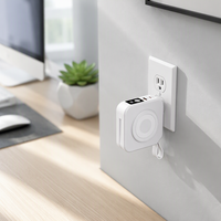 Batterie externe multifonctionnelle de voyage 10000mAh avec prise AC intégrée, charge rapide PD20W, câble double L C intégré, chargeur sans fil 15W
