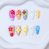 Presse sur les ongles faite à la main réutilisable de luxe personnalisé 10 pièces Amande 3d Fleur vente en gros de faux ongles avec de la colle