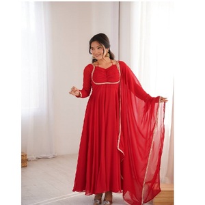 Elegant Georgette Fabric Anarkali Suit Women Long Designer Gown Indian Ethnic Wear Party Festival Ladies Clothing Quick Dry - Product Image 1