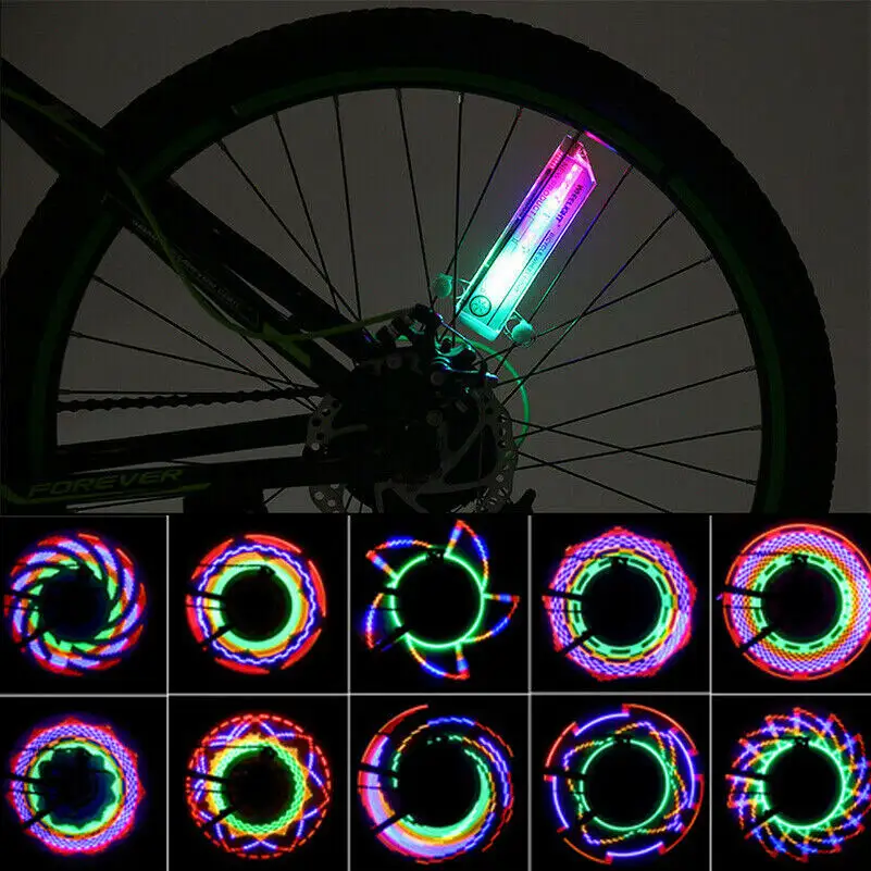 Luz LED intermitente de 32 colores para rueda de bicicleta, luz de señal de radios para rueda de bicicleta