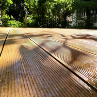 Plancher en composite bois-plastique (WPC) SINKO EXW, prix compétitif, moderne, antidérapant, carré, creux et léger, durable, pour extérieur et jardin.