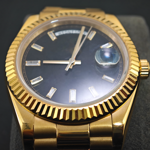 <span class=keywords><strong>Montre</strong></span> automatique mécanique de luxe avec cadran noir et or, sertie de moissanite baguette GRA VVS, testée au diamant - Product Image 2