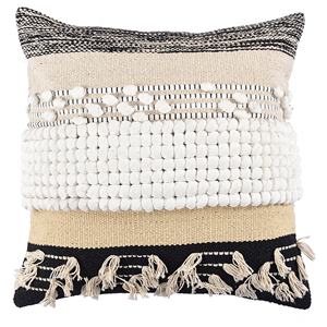 Beautifully Crafted Woven Cushion Cover With Fringes And Tufts Best Selling <b>Pillow</b> Cover For Sofa Beige And <b>White</b> <b>Pillow</b> <b>Cases</b> - Product Image 4