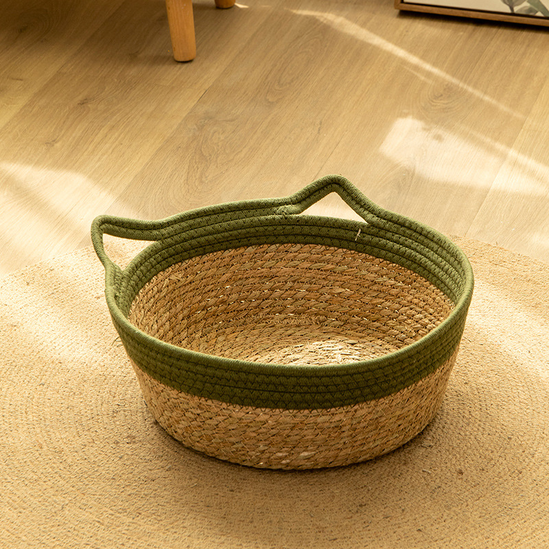 Green cattail basket