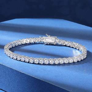 Bracelet de luxe en laiton plaqué platine en forme de <span class=keywords><strong>S</strong></span> lié 3mm zircon cubique diamant tennis chaîne pour femme en stock déclaration - Product Image 4