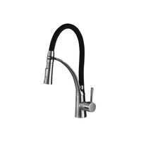 Robinet extractible en laiton chromé 360 °   Robinet de cuisine à cartouche céramique à double flux d'eau anti-brûlure rotatif