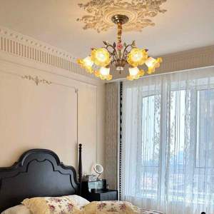 Lustre en fer et verre de style français, <span class=keywords><strong>LED</strong></span>, pour <span class=keywords><strong>salon</strong></span>, design artistique, éclairage vintage, nouveau modèle, style pastoral romantique - Product Image 4
