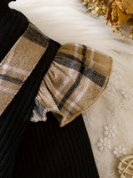 Bébé fille automne et hiver tricoté col rond respirant mode élégant vacances décontracté Plaid robe à manches longues