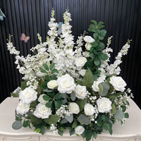 Rangkaian Bunga Delphinium Putih Hijau PPS Hot Sale, Bunga Sutra 60cm, Dekorasi Pernikahan