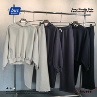Ensemble de survêtement à capuche sans poche de marque propre, 2 pièces, impression personnalisée, ensemble de survêtement ample pour homme