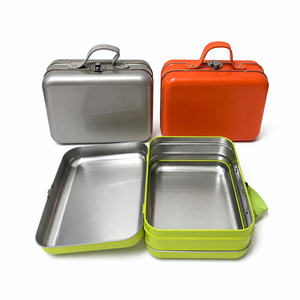 Suitcase Shape Tin <b>Box</b> With Latch Lock Food Grade <b>Metal</b> Suitcase Tin Container Custom Printed Gift Packaging Tin Case - Product Image 4