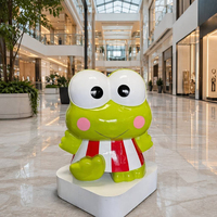 Statue de grenouille aux grands yeux en fibre de verre pour intérieur et extérieur, sculpture animale de dessin animé personnalisée en FRP pour exposition commerciale et ornement