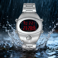 Montre-bracelet multifonctionnelle élégante pour homme, bracelet en métal, affichage numérique, grand écran, bracelet en silicone, idéale pour le camping en extérieur